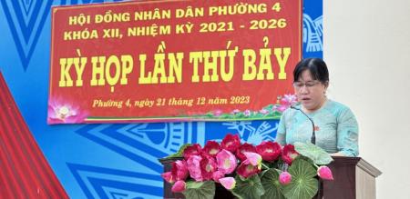 HỘI ĐỒNG NHÂN DÂN PHƯỜNG 4 KHÓA XII NHIỆM KỲ 2021 -2026 TỔ CHỨC THÀNH CÔNG KỲ HỌP LẦN THỨ 7 HỘI ĐỒNG NHÂN DÂN PHƯỜNG 4 KHÓA XII NHIỆM KỲ 2021 -2026 TỔ CHỨC THÀNH CÔNG KỲ HỌP LẦN THỨ 7